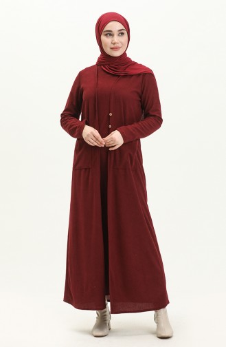 Gerippte ärmelloses Kleid-Strickjacke Zweiteiler 5502-01 Weinrot 5502-01