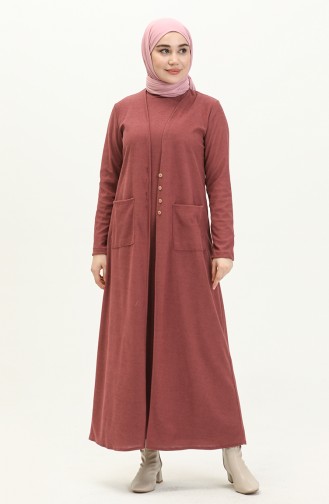 Gerippte ärmelloses Kleid-Strickjacke Zweiteiler 5502-02 Rosa 5502-02