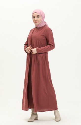 Gerippte ärmelloses Kleid-Strickjacke Zweiteiler 5502-02 Rosa 5502-02