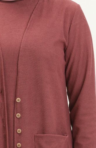 Gerippte ärmelloses Kleid-Strickjacke Zweiteiler 5502-02 Rosa 5502-02