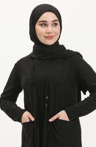 بدلة ثنائية كارديجان وفستان بدون أكمام 5502-04 أسود 5502-04