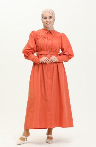 Kleid mit Gürtel 0010-03 Zimtfarbe 0010-03