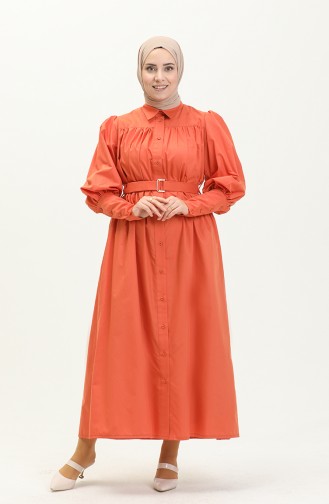 Kleid mit Gürtel 0010-03 Zimtfarbe 0010-03