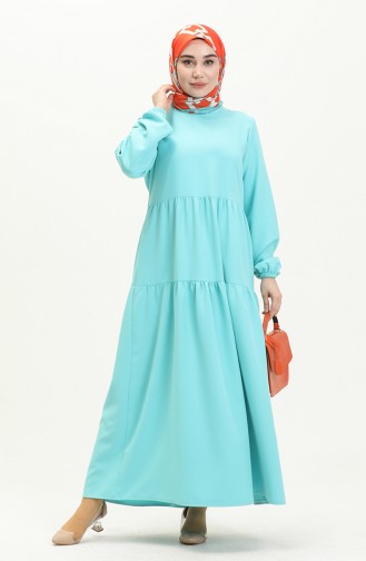 Shirred Dress 1840-11 Turquoise 1840-11