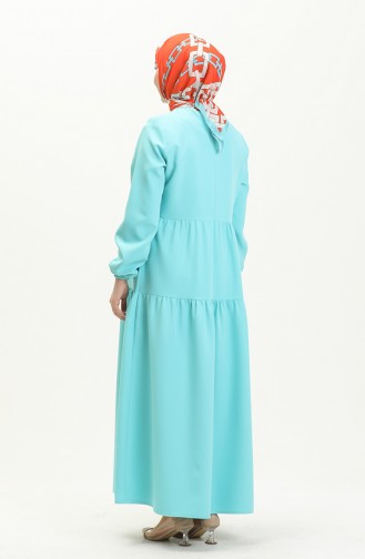 Shirred Dress 1840-11 Turquoise 1840-11