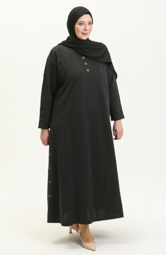 Große Größe geknöpftes Kleid 4568-01 Schwarz 4568-01