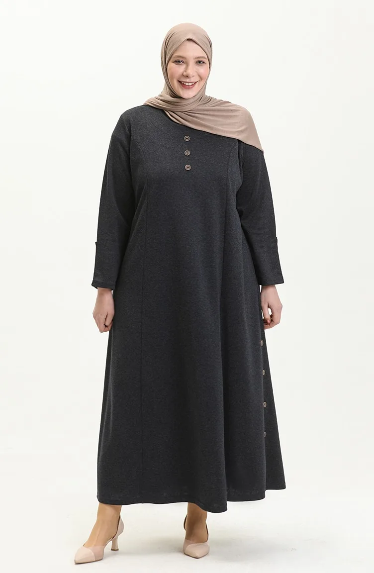 Robe Grande Taille Boutonnée 4568-02 Bleu Marine 4568-02