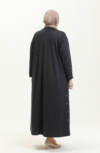 Große Größe geknöpftes Kleid 4568-02 Dunkelblau 4568-02