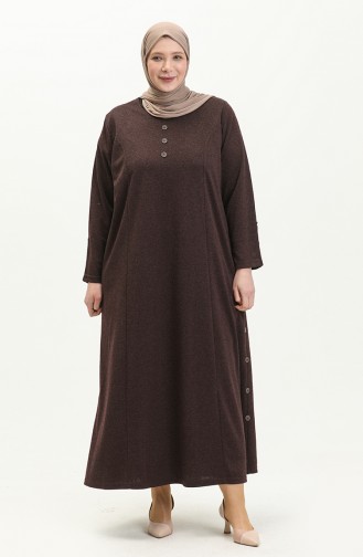 Große Größe geknöpftes Kleid 4568-04 Rotviolett 4568-04