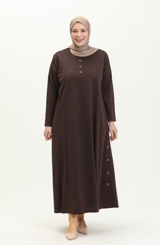 Große Größe geknöpftes Kleid 4568-04 Rotviolett 4568-04