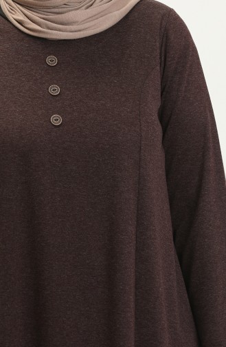 Große Größe geknöpftes Kleid 4568-04 Rotviolett 4568-04