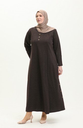 Große Größe geknöpftes Kleid 4568-05 Braun 4568-05