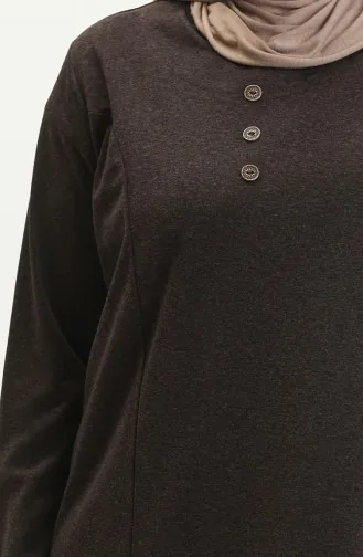 Große Größe geknöpftes Kleid 4568-05 Braun 4568-05