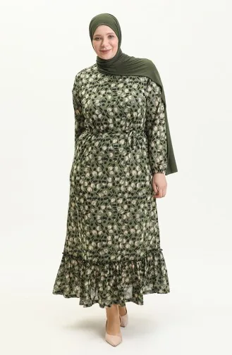 Robe à Froufrous Grande Taille 4574H-01 Khaki 4574H-01