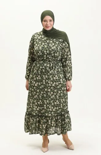 Robe à Froufrous Grande Taille 4574H-01 Khaki 4574H-01
