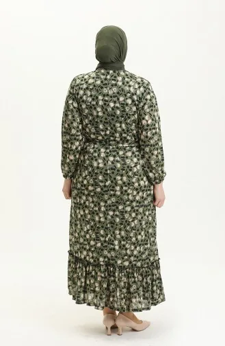 Robe à Froufrous Grande Taille 4574H-01 Khaki 4574H-01