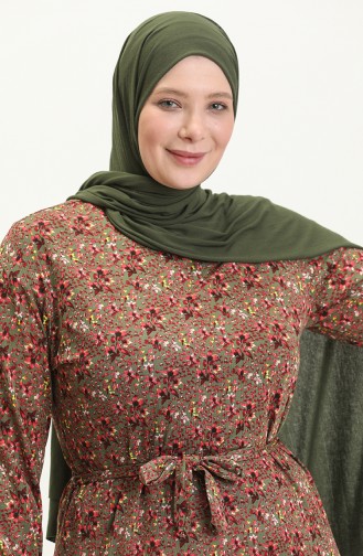 Große Größe Kleid mit Volantdetail 4574I-04 Khaki 4574I-04
