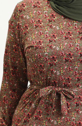 Große Größe Kleid mit Volantdetail 4574I-04 Khaki 4574I-04