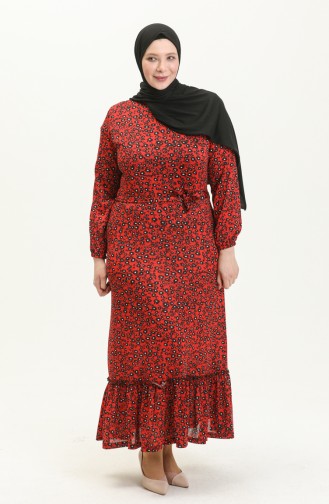 Robe à Froufrous Grande Taille 4574L-01 Rouge 4574L-01