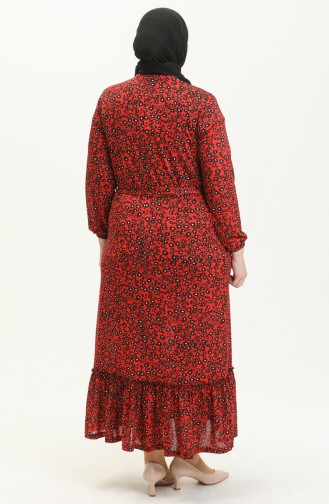 Plus Size Ruffled Dress 4574L-01 Red 4574L-01