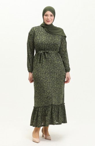 Robe à Froufrous Grande Taille 4574L-03 Khaki 4574L-03