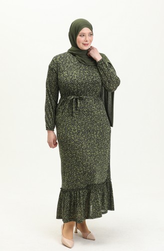 Robe à Froufrous Grande Taille 4574L-03 Khaki 4574L-03