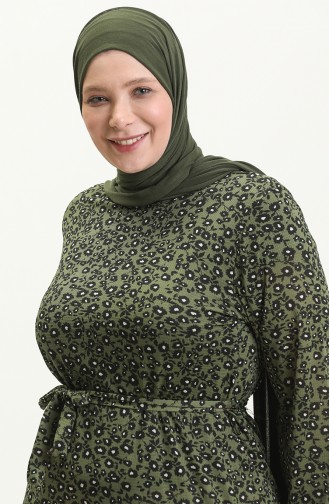 Robe à Froufrous Grande Taille 4574L-03 Khaki 4574L-03