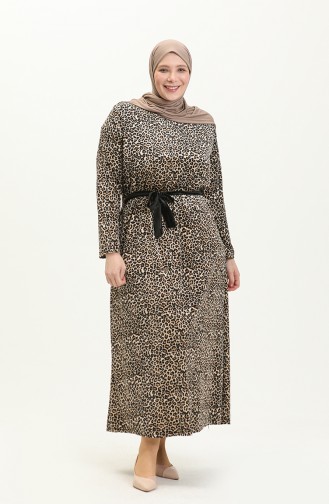 Robe en Velours Grande Taille 4904-03 Café au Lait 4904-03