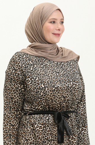 Robe en Velours Grande Taille 4904-03 Café au Lait 4904-03