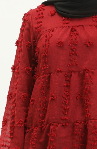 Pompom Detailed Tunic 5505-01 Claret Red 5505-01