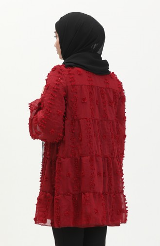 Pompom Detailed Tunic 5505-01 Claret Red 5505-01