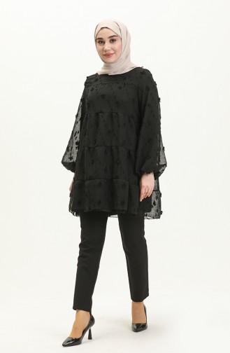 Pompom Detailed Tunic 5505-08 Black 5505-08