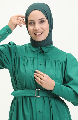 Kleid mit Gürtel 0010-04 Smaragdgrün 0010-04