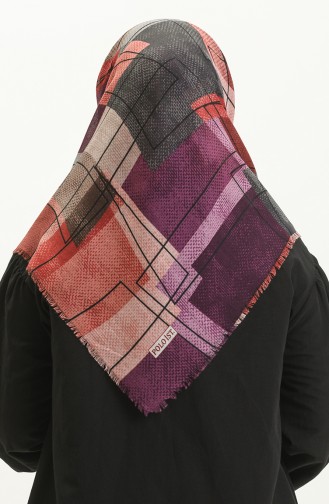 Gemustertes Kopftuch 13211-01 Rotviolett-Rauchgrau 13211-01