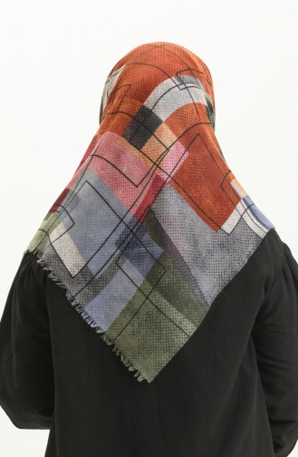 Patterned Scarf 13211-07 Khaki Blue 13211-07