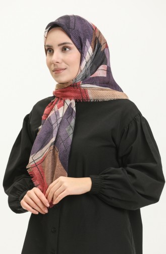 Gemustertes Kopftuch 13211-09 Rauchgrau-Violett 13211-09