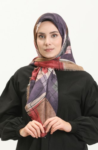 Gemustertes Kopftuch 13211-09 Rauchgrau-Violett 13211-09