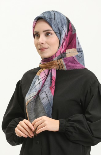 Patterned Scarf 13211-10 Fuchsia Mustard 13211-10