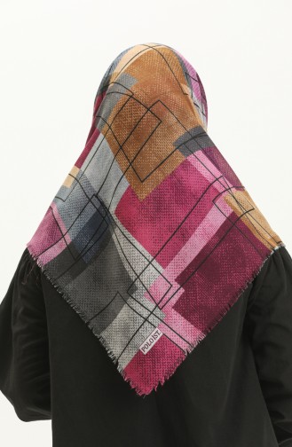 Patterned Scarf 13211-10 Fuchsia Mustard 13211-10