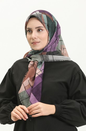 إيشارب منقوش  13211-11 بنفسجي أخضر 13211-11