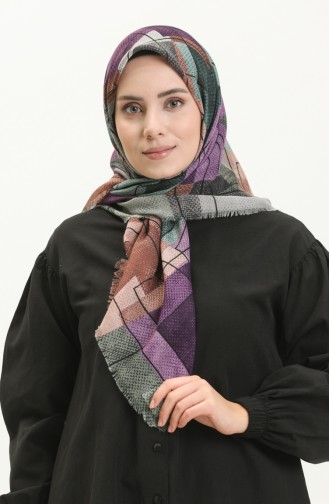 إيشارب منقوش  13211-11 بنفسجي أخضر 13211-11
