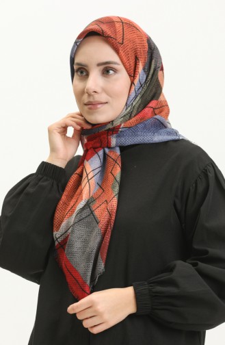 Patterned Scarf 13211-13 Red Khaki 13211-13