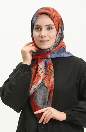 Patterned Scarf 13211-13 Red Khaki 13211-13