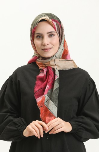Gemustertes Kopftuch 13211-14 Orange-Pink 13211-14