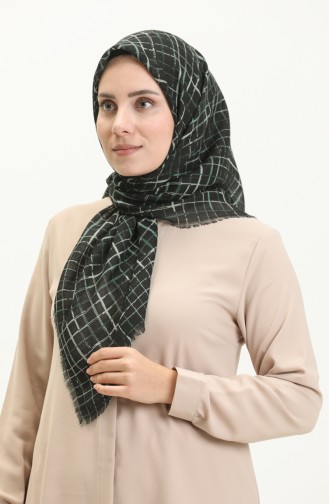 إيشارب منقوش 13213-08 أسود أخضر عسكري 13213-08