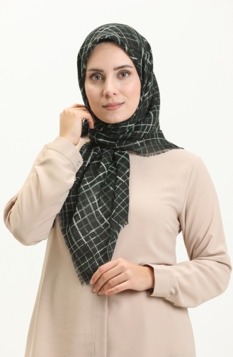 إيشارب منقوش 13213-08 أسود أخضر عسكري 13213-08