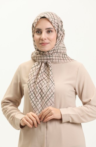 إيشارب منقوش 13213-15أخضر عسكري بيج 13213-15