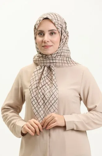 إيشارب منقوش 13213-15أخضر عسكري بيج 13213-15