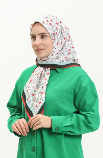 Fleur Cotton Scarf M2498-01 Red Aqua Green 2498-01