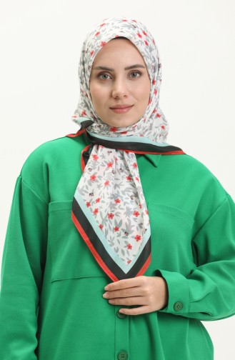 Fleur Cotton Scarf M2498-01 Red Aqua Green 2498-01